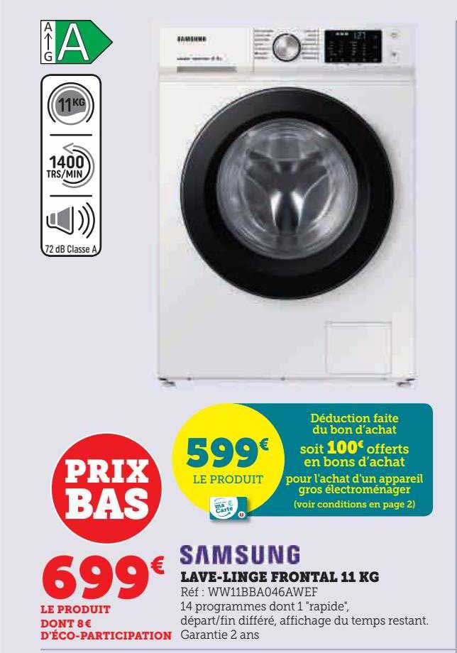 lave-linge frontal 11 kg samsung