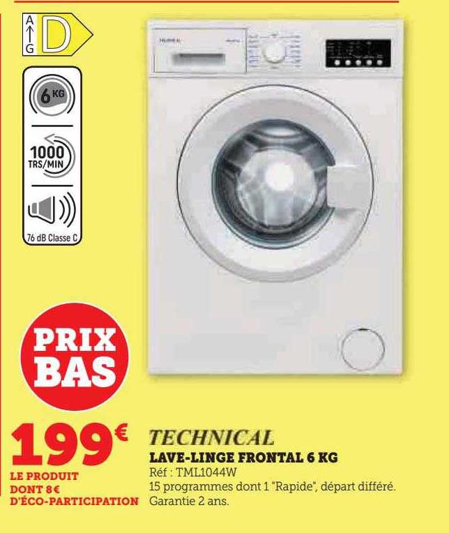 lave-linge frontal 6 kg technical
