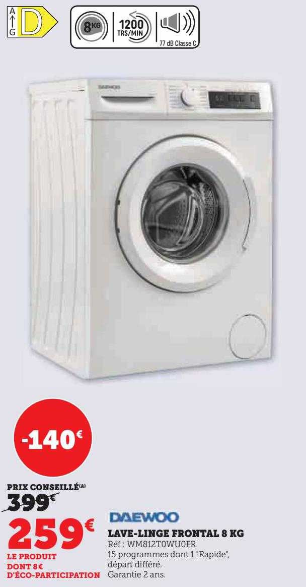 lave-linge frontal 8 kg daewoo
