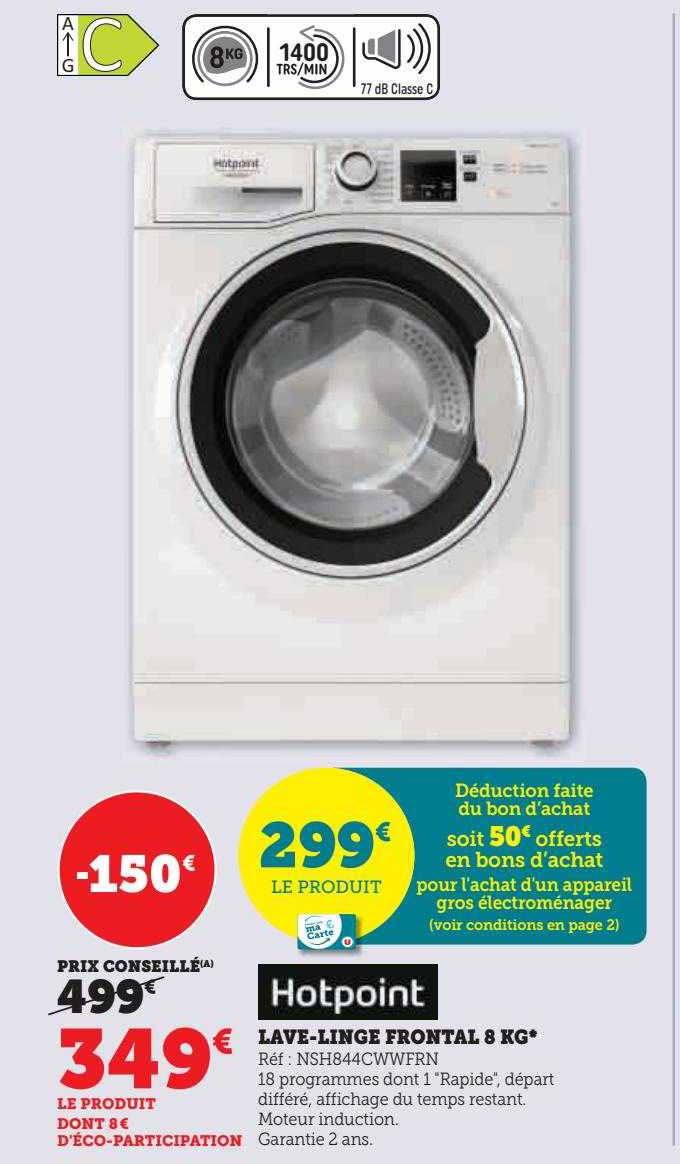 lave-linge frontal 8 kg hotpoint