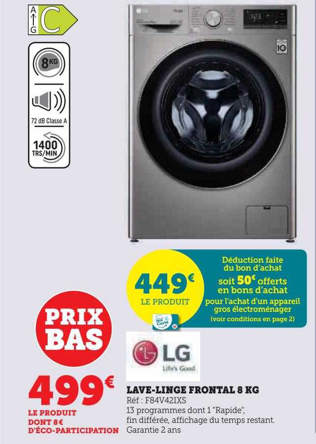 lave-linge frontal 8 kg lg