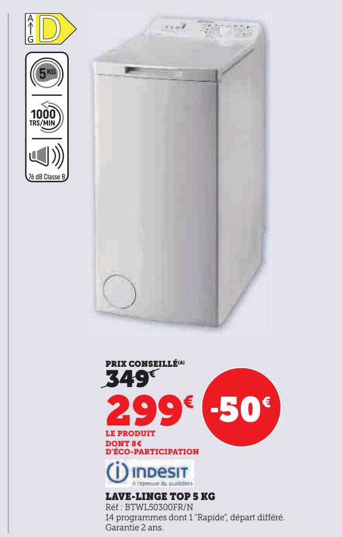 lave-linge top 5 kg indesit