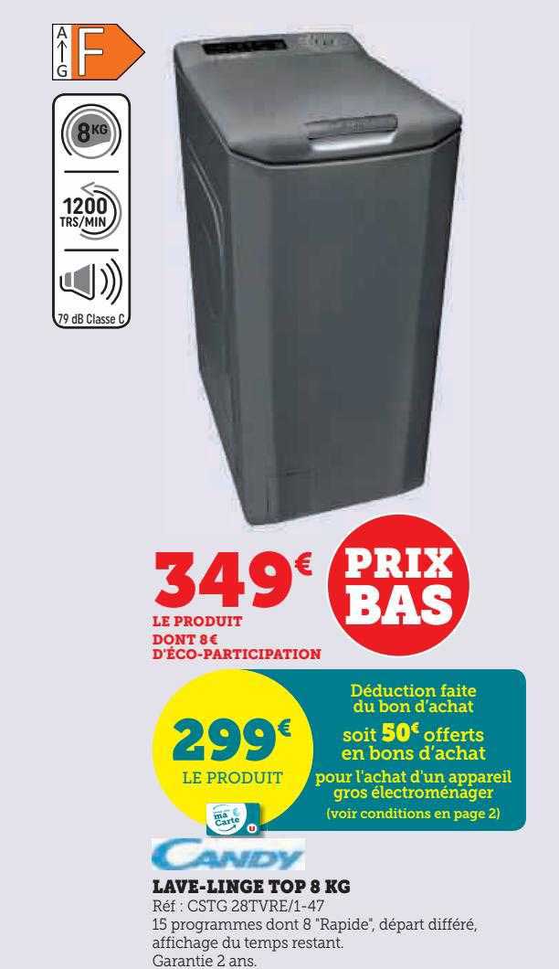 lave-linge top 8 kg candy