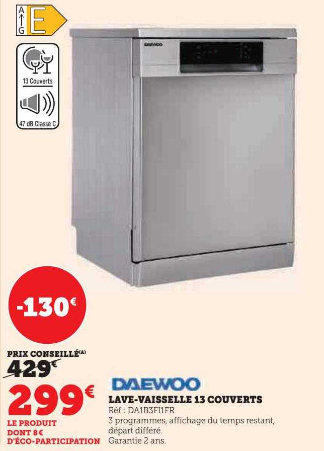lave-vaisselle 13 couverts daewoo