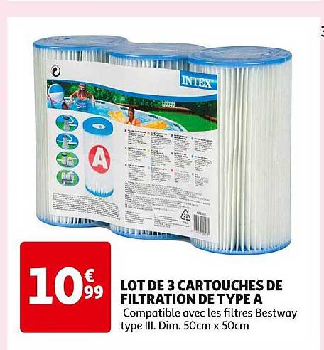 lot de 3 cartouches de filtration de type a