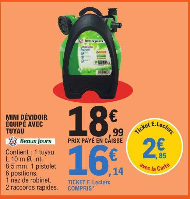 mini dévidoir équipé avec tuyau beaux jours