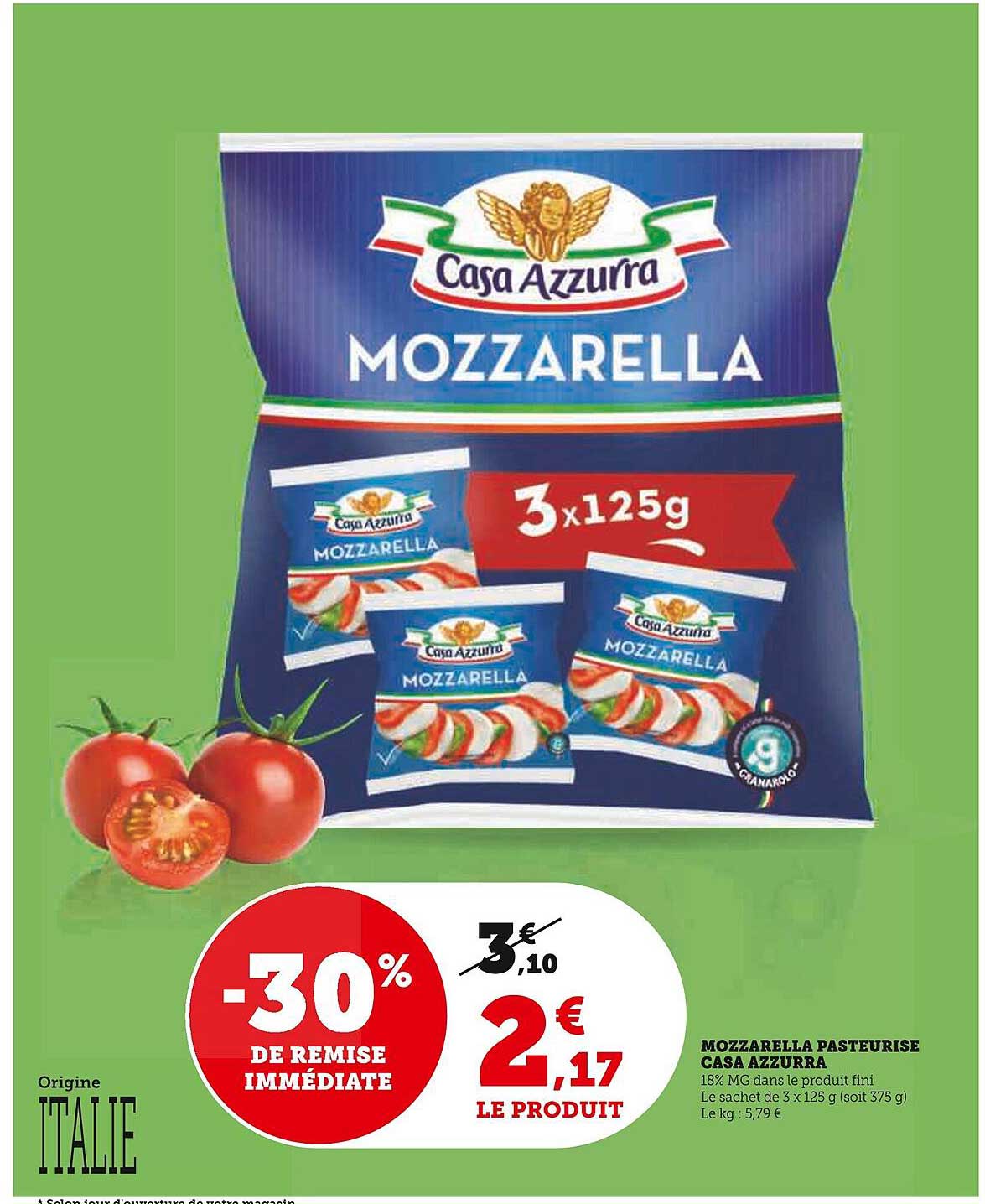 mozzarella pasteurisé casa azzurra