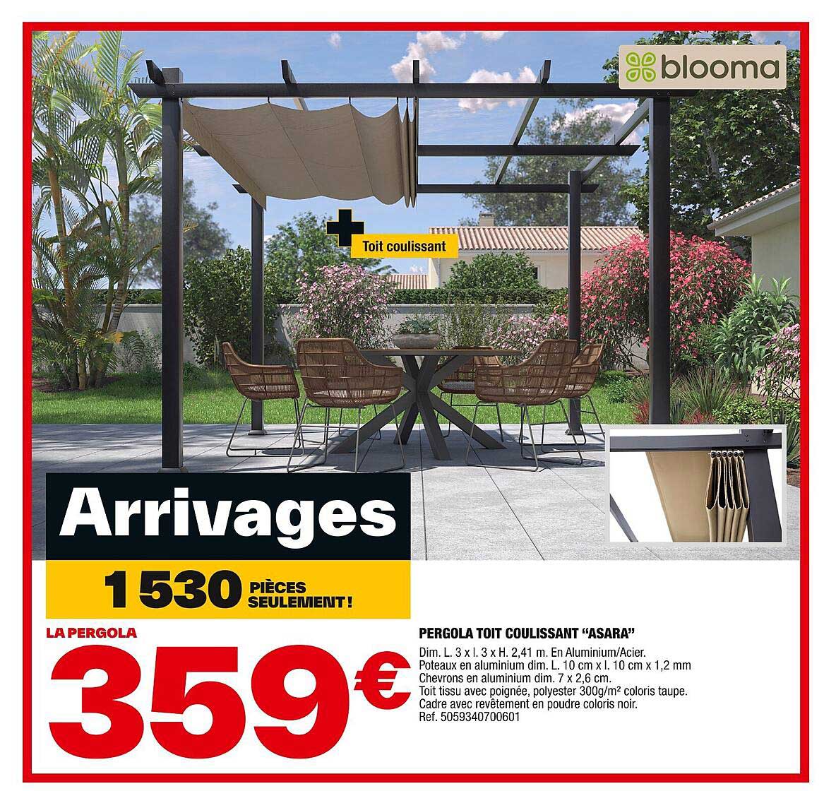 Pergola Toit Coulissant "asara" Blooma