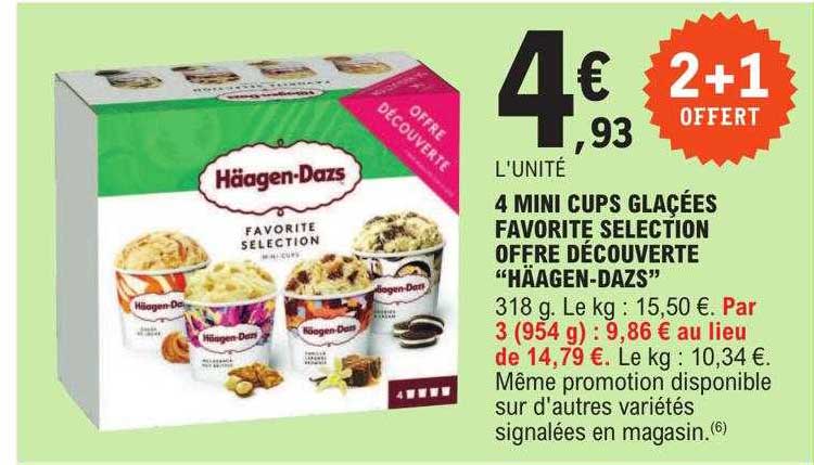4 mini cups glacées favorite sélection offre découverte "häagen-dazs"