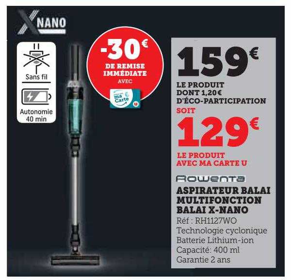 aspirateur balai multifonction balai x-nano rowenta