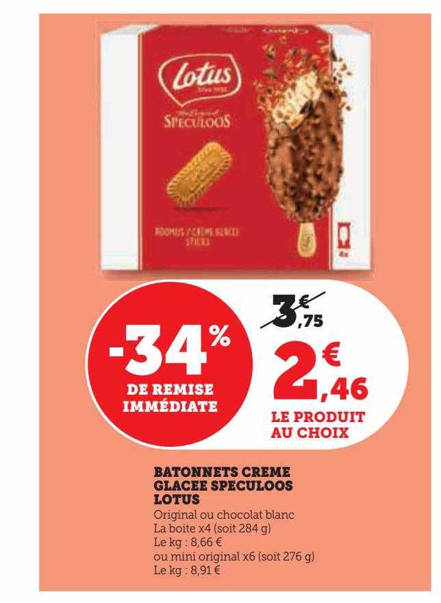 Bâtonnets Crème Glacée Speculoos Lotus