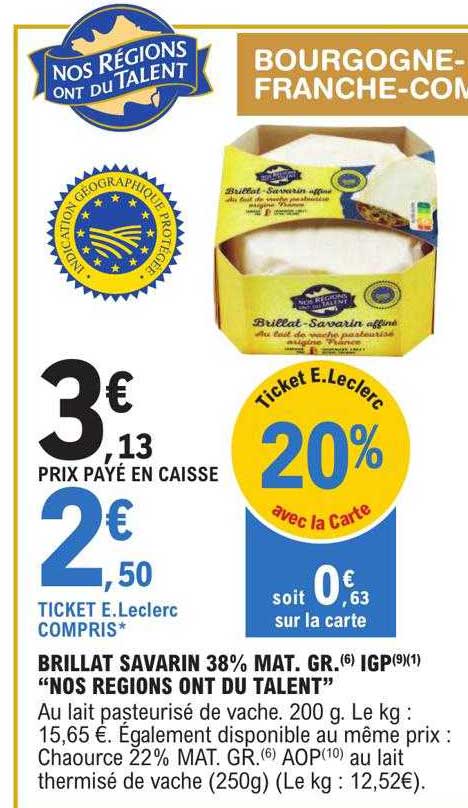 brillat savarin 38% mat.gr. igp "nos régions ont du talent"