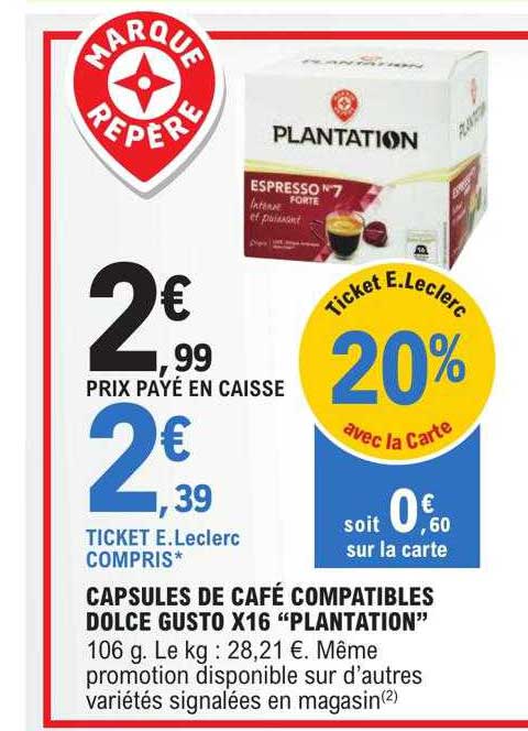 capsules de café compatibles dolce gusto x 16 "plantation"