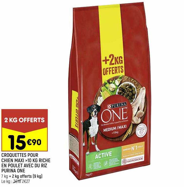 croquettes pour chien maxi >10 kg riche en poulet avec du riz purina one
