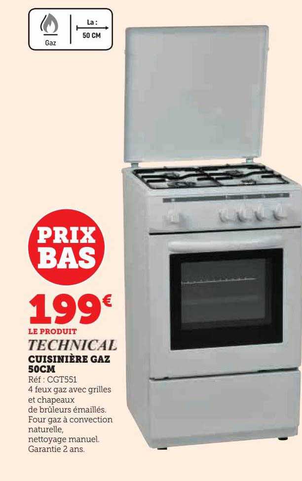Cuisinière Gaz 50 Cm Technical