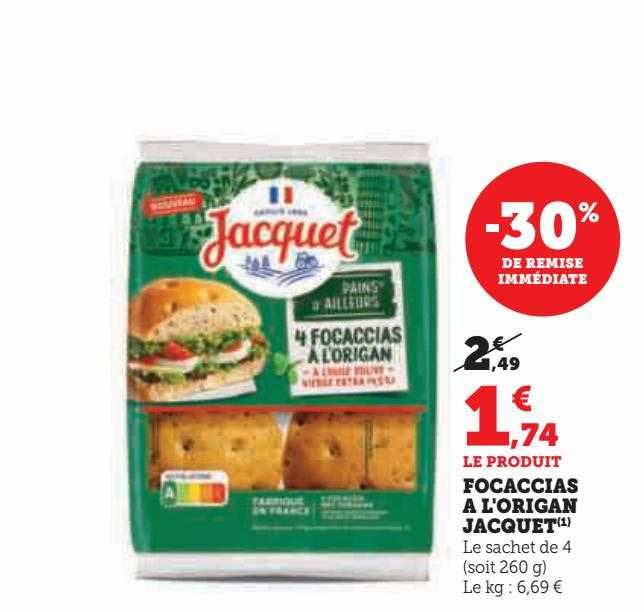 focaccias à l'origan jacquet