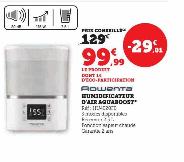 humidificateur d'air aquaboost rowenta