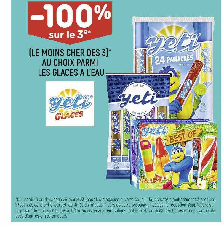 les glaces à l'eau yeti glaces