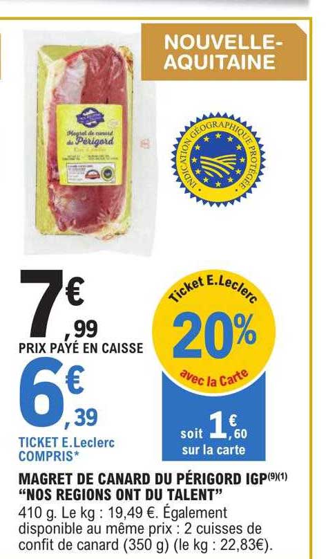 magret de canard du périgord igp "nos régions ont du talent"