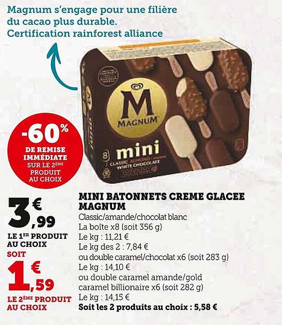 Mini Bâtonnets Crème Glacée Magnum