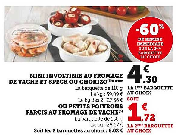 Mini Involtinis Au Fromage De Vache Et Speck Ou Chorizo Ou Petits Poivrons Farcis Au Fromage De Vache