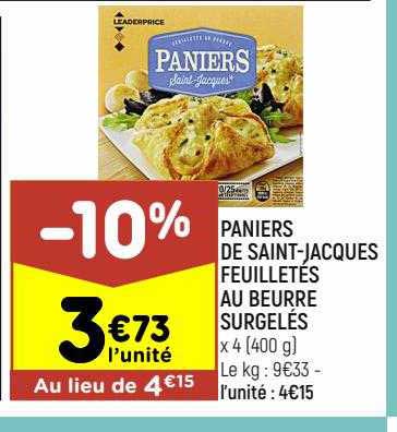 paniers de saint-jacques feuilletés au beurre surgelés