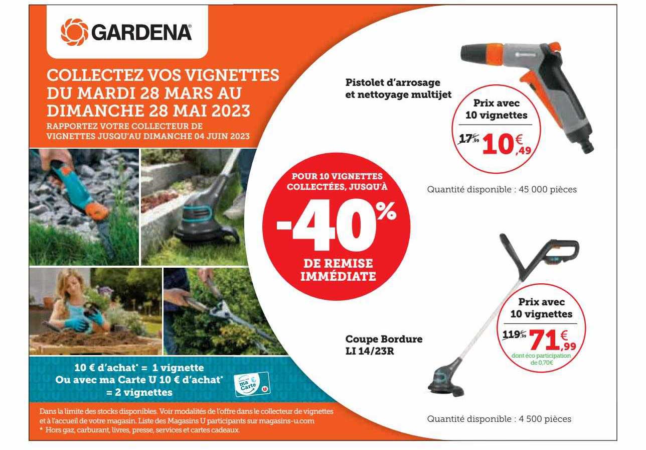 pistolet d'arrosage et nettoyage multijet gardena, coupe bordure li 14-23r gardena