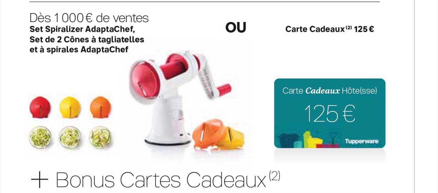 Set Spiralizer Adaptachef, Set De 2 Cônes à Tagliatelles Et à Spirales Adaptachef Ou Carte Cadeaux