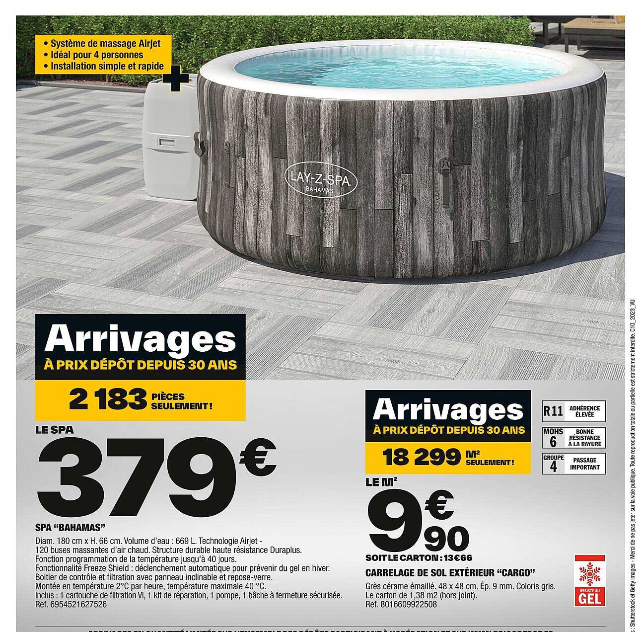 spa "bahamas", carrelage de sol extérieur "cargo"