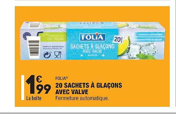 20 sachets à glaçons avec valve folia
