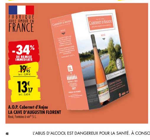 a.o.p. cabernet d'anjou la cave d'augustin florent -34% de remise immédiate