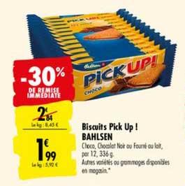 biscuits pick up ! bahlsen -30% de remise immédiate