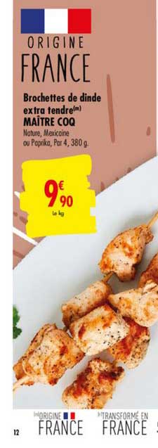 brochettes de dinde extra tendre maître coq