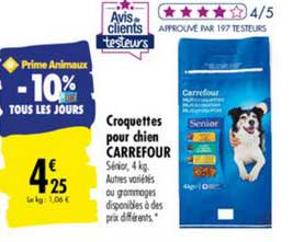 croquettes pour chien carrefour -10% tous les jours