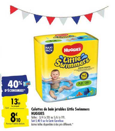 culottes de bain jetables littles swimmers huggies 40% d'économies