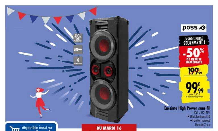 enceinte high power sans fil poss -50% de remise immédiate