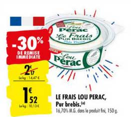 le frais lou perac pur brebis -30% de remise immédiate