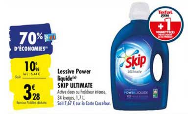 lessive power liquide skip ultimate 70% d'économies