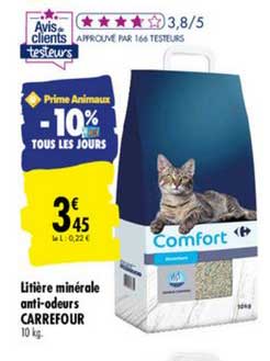 litière minérale anti odeurs carrefour -10% tous les jours