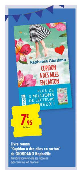 livre roman cupidon à des ailes en carton de giordano raphaëlle