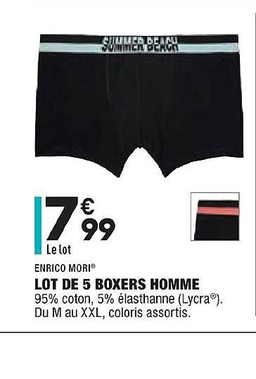 lot de 5 boxers homme enrico mori