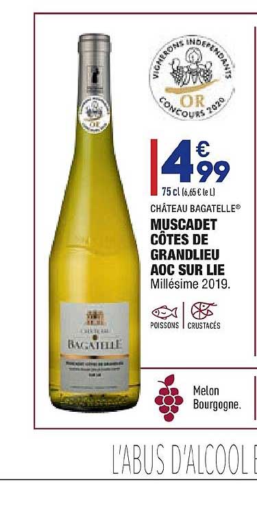 muscadet côtes de grandlieu aoc sur lie château bagatelle