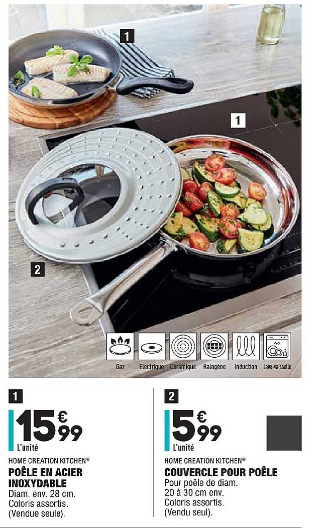 poêle en acier inoxydable couvercle pour poêle home creation kitchen