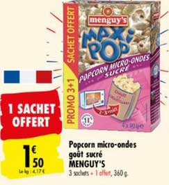 Popcorn Micro Onde Goût Sucré Menguy's
