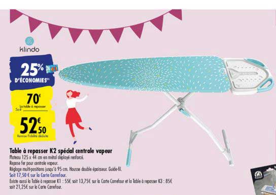 table à repasser k2 spécial central vapeur klindo 25% d'économies