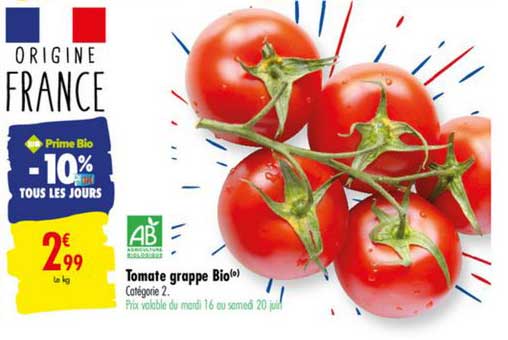 tomate grappe bio -10% tous les jours