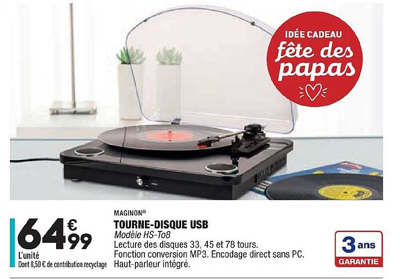 tourne disque usb maginon