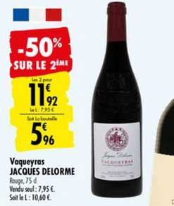 vaqueyras jacques delorme -50% sur le 2ème