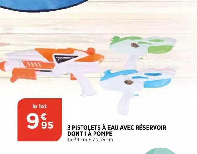 3 pistolets à eau avec réservoir dont 1 à pompe