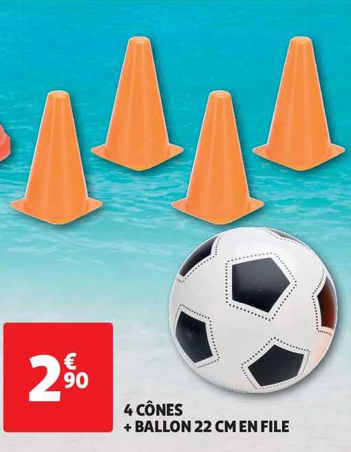4 cônes + ballon 22 cm en file